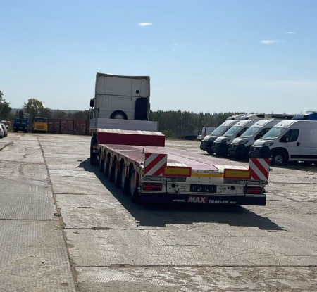 Низкорамный раздвижной полуприцеп трал (тяжеловоз) MAX TRAILER (FAYMONVILLE) F-S46-1AAB детальное фото - Spec-Trucks